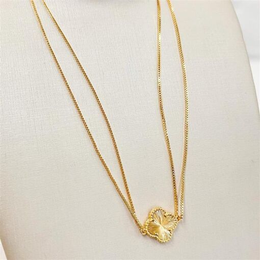 GARG DUPLA C/TREVO 1,5CM  FOLHEADO A OURO 18K