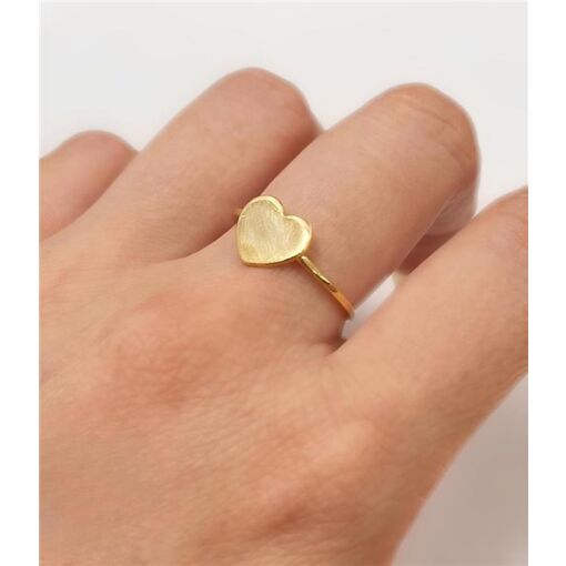 ANEL ARO FINO C/ CORAÇÃO LISO  FOLHEADO A OURO 18K