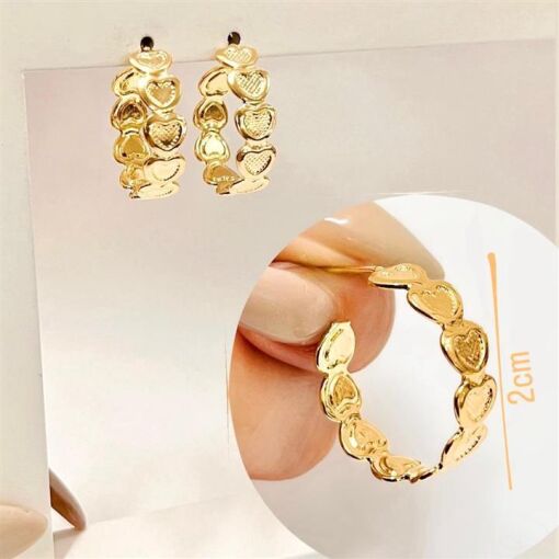 BR ARGOLA 2CM CORAÇÕES  FOLHEADO A OURO 18K