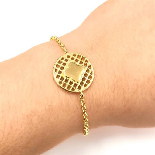 PUL RED VAZ. C/ TREVO LISO  FOLHEADO A OURO 18K