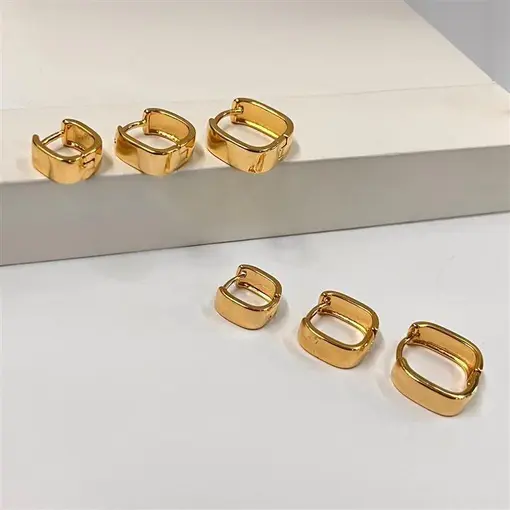 TRIO QUADRADO FOLHEADO A OURO 18K