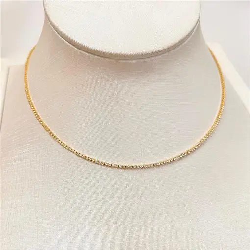 CHOKER ZIRC 1,2MM FOLHEADO A OURO 18K