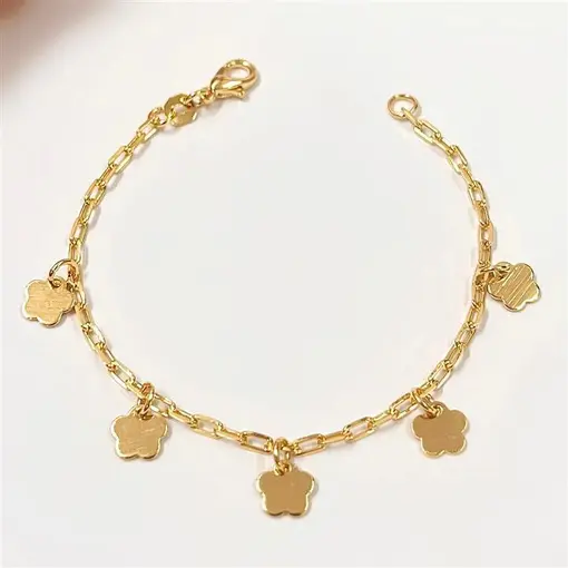 PUL INFANTIL FLORES  FOLHEADO A OURO 18K