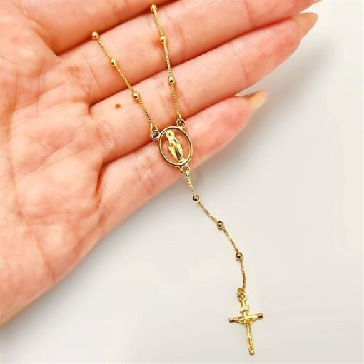 TERÇO BOLINHAS 2MM MILGROSA FOLHEADO A OURO 18K