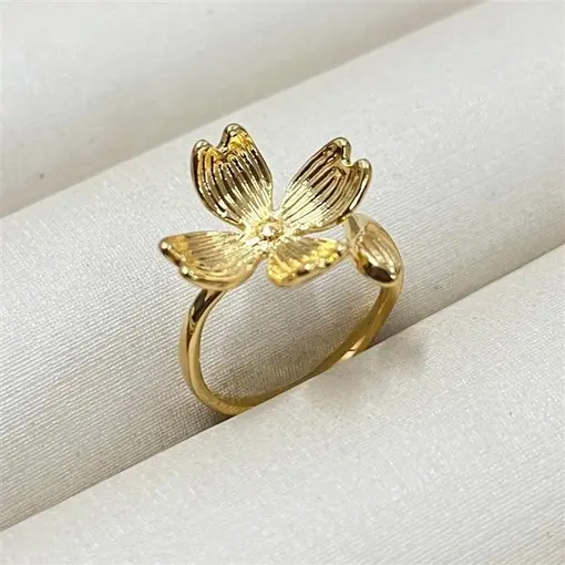 ANEL ABERTO ORQUIDEA 4 PÉTALAS  FOLHEADO A PRATA