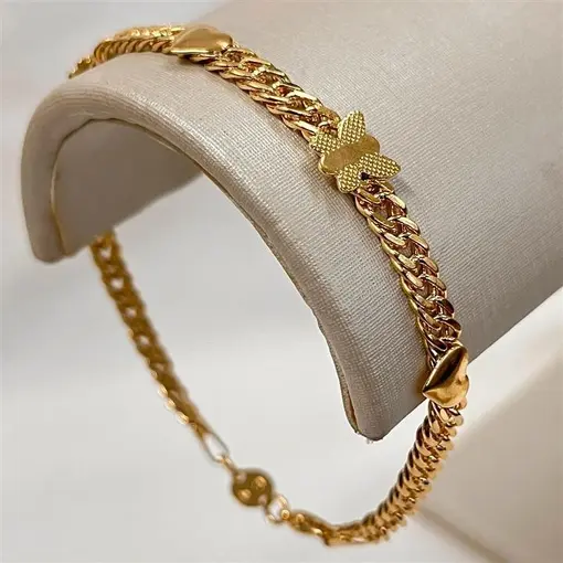 PUL CORAÇÕES E BORBOLETAS FOLHEADO A OURO 18K