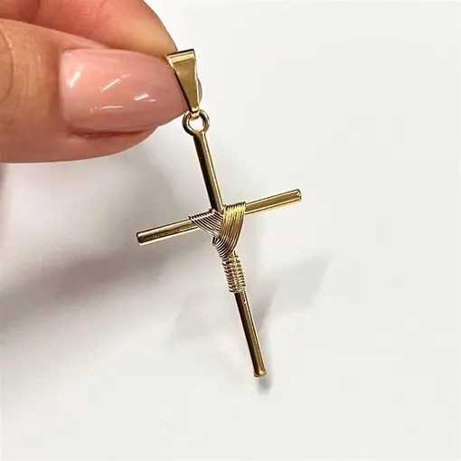 PING CRUZ MANTO ENROLADO 4CM FOLHEADO A OURO 18K