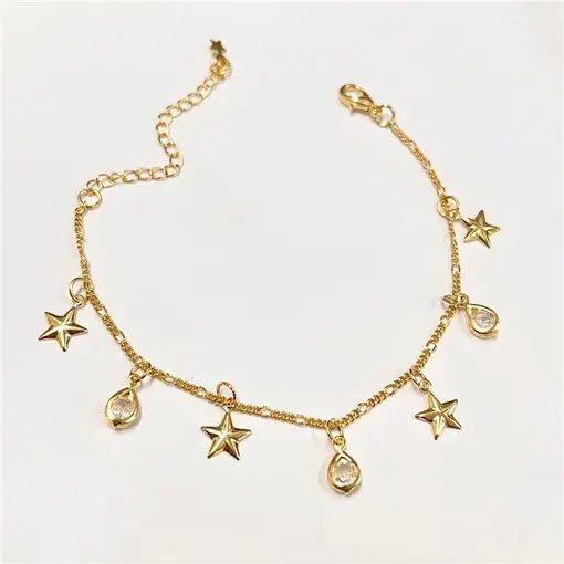 PUL ESTRELA E GOTA CRISTAL FOLHEADO A OURO 18K