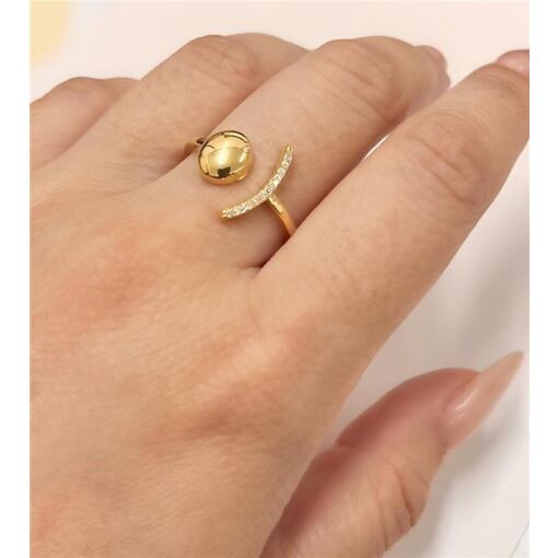 ANEL RED LISO C/ CURVADO ZIRC  FOLHEADO A OURO 18K