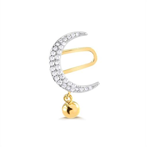 BR PIERC LUA CRAVEJADO EM ZIRCONIA FOLHEADO A OURO 18K
