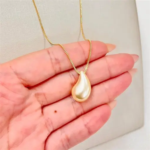 GARG GOTA PÉROLA 1,6CM  FOLHEADO A OURO 18K