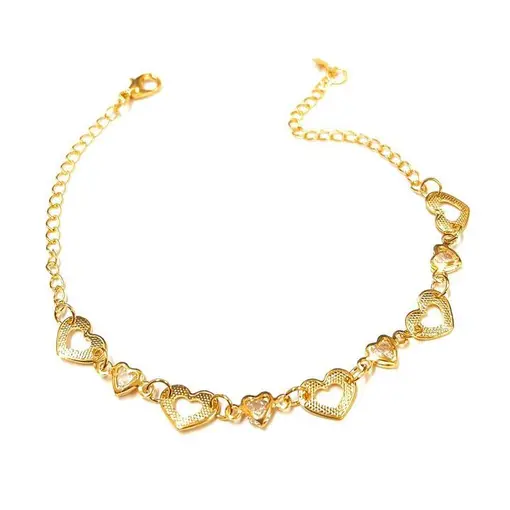 PUL CORAÇÕES C/ ZIRC FOLHEADO A OURO 18K