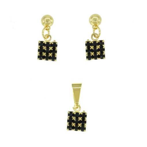 CJ QUADRADO CRAVEJADO  FOLHEADO A OURO 18K