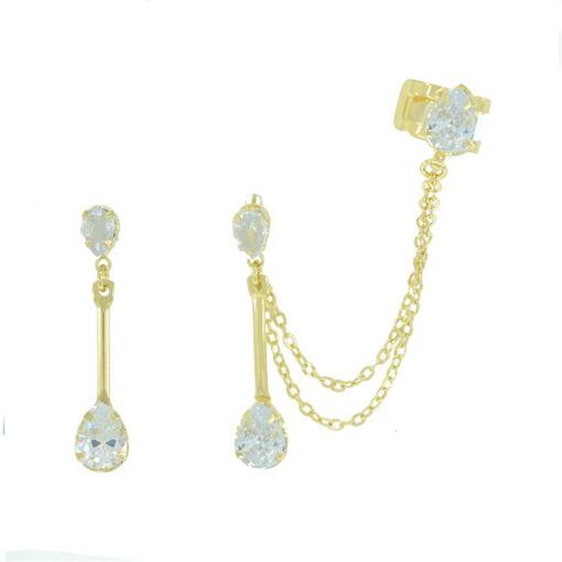 BR PINO PEDRA C/ GOTA PEND 1C/COR ARG C/ STRASS FOLHEADO A OURO