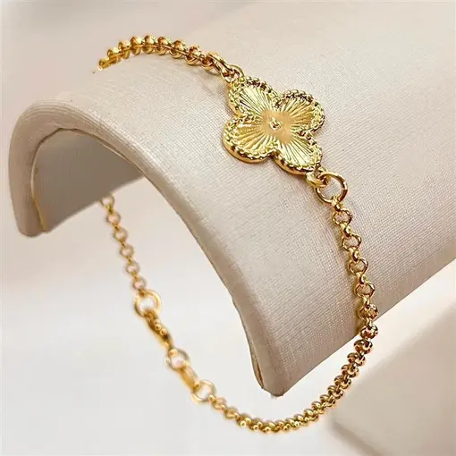 PUL ELO PORT. C/ TREVO FOLHEADO A OURO 18K