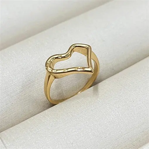 ANEL C/ CORAÇÃO ASSIMÉTRICO FOLHEADO A OURO 18K