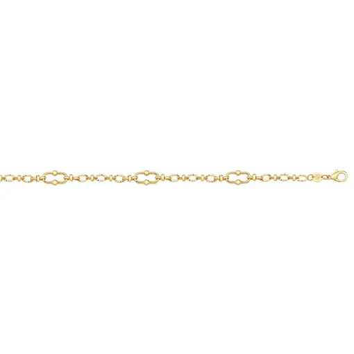 COR ELO OVAL C/ BOL 8,5MM C/ ELOS RISC 5,3MM FOLHEADO A OURO 18K
