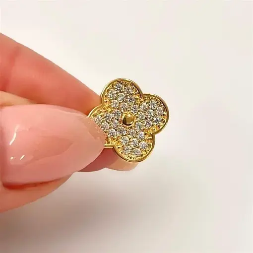 PING TREVO FOLHEADO A OURO 18K