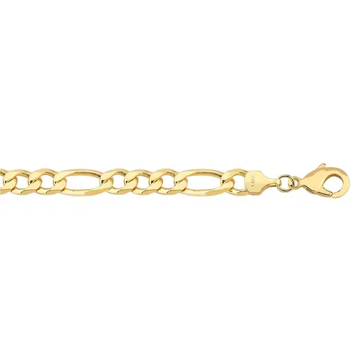CORRENTE FIGARO 3X1 7,6 MM FOLHEADO A OURO 18K