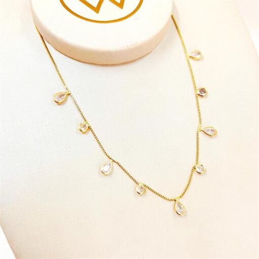 CHOKER GOTA E RED. 4MM  FOLHEADO A OURO 18K