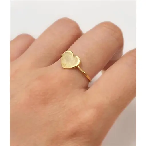 ANEL ARO FINO C/ CORAÇÃO LISO  FOLHEADO A OURO 18K