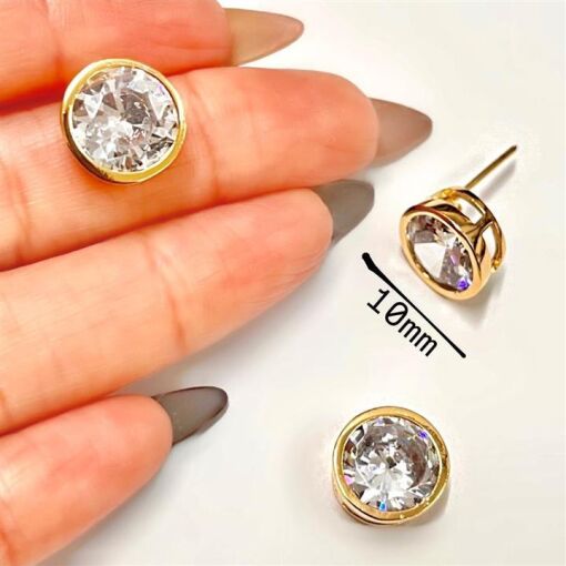 CONJ PEDRA 10MM FOLHEADO A OURO 18K