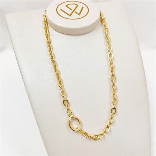 GARG ELOS CHATOS C/ FECHO OVAL  FOLHEADO A OURO 18K