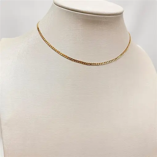 CORRENTE CUBANA FLAT 2,7MM FOLHEADO A OURO 18K