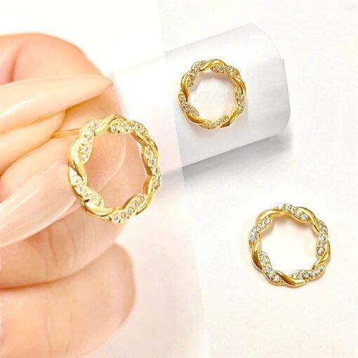CONJ GUIRLANDA CRAVEJADA  FOLHEADO A OURO 18K