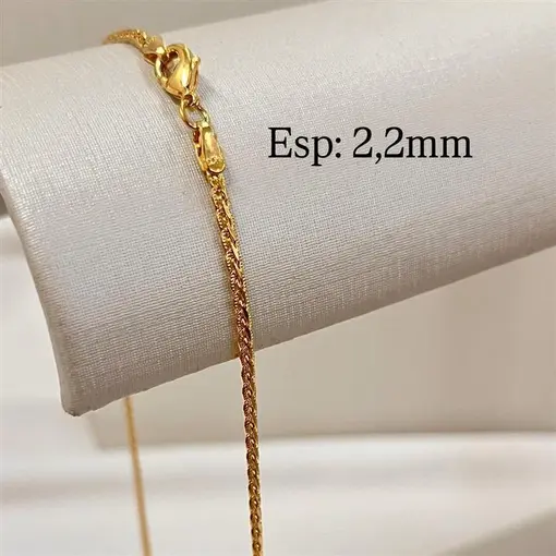 COR. TRANÇA  0.45  2,25MM FOLHEADO A OURO 18K