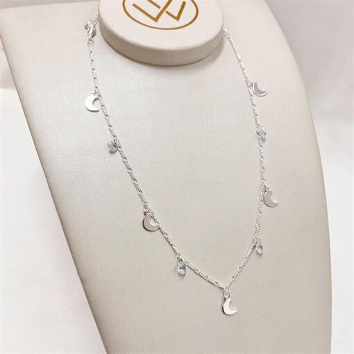 CHOKER ASTROS C/ PONTO DE LUZ  FOLHEADO A PRATA