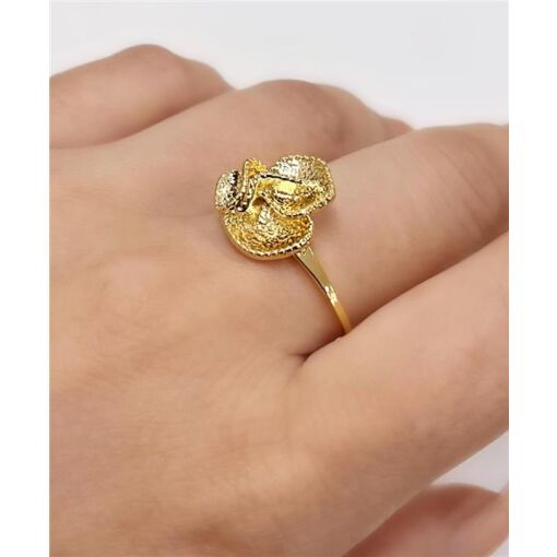 ANEL FLOR ONDULADA CRAQ. FOLHEADO A OURO 18K