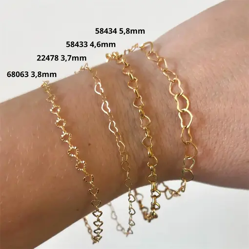 CORRENTE CORAÇÃO 3,4MM FOLHEADO A OURO 18K