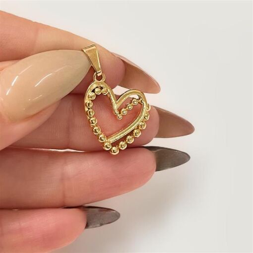 PING CORAÇÃO DUPLO  FOLHEADO A OURO 18K