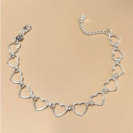 PULSEIRA CORAÇÕES FOLHEADO A PRATA