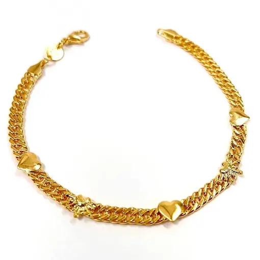 PUL CORAÇÕES C/ RAIOS FOLHEADO A OURO 18K