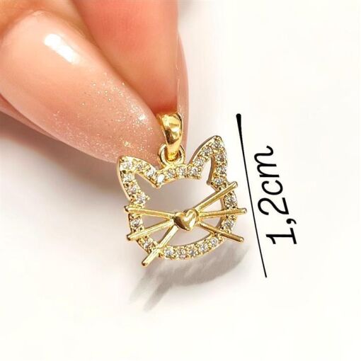 PING FACE GATINHA CRAV FOLHEADO A OURO 18K