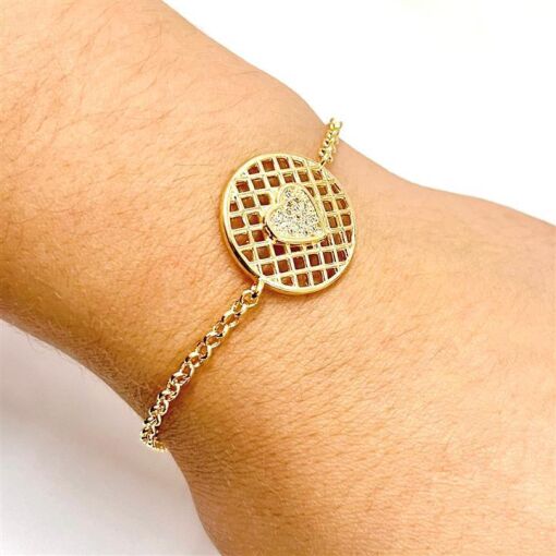 PUL C/ CORAÇÃO CRAVEJADO FOLHEADO A OURO 18K