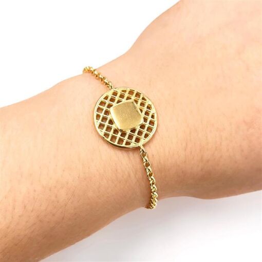 PUL RED. VAZ. C/ QUADRADO LISO  FOLHEADO A OURO 18K