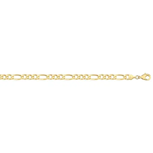 CORRENTE FIGARO 3X1 7,6 MM FOLHEADO A OURO 18K