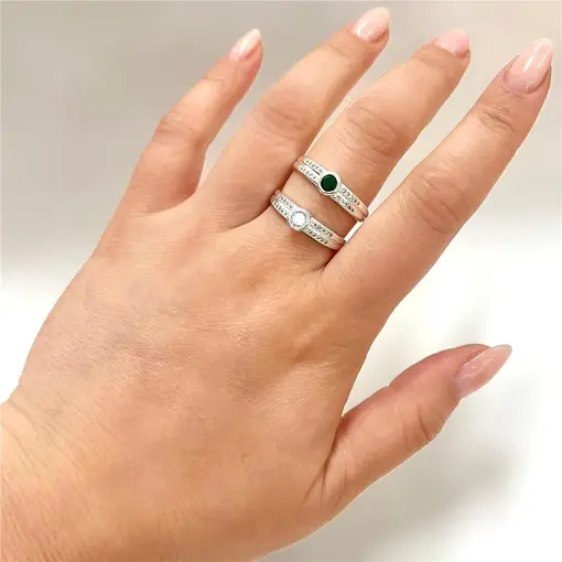 ANEL 4 DET. CRAV. C/ PEDRA REDONDA  FOLHEADO A PRATA