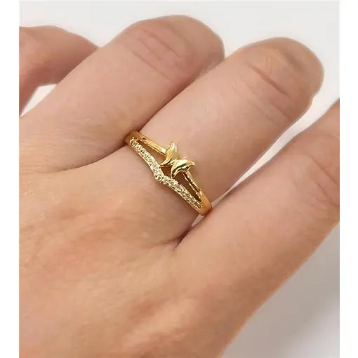 ANEL ARO BORBOLETA C/ CRAVEJADO  FOLHEADO A OURO 18K