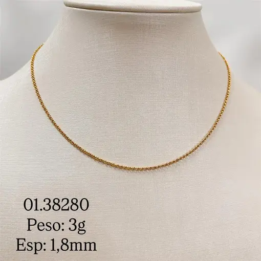 CORRENTE ELO PORTUGUES 1,8 MM FOLHEADO A OURO 18K