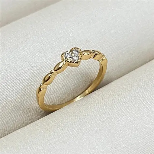 ANEL LAÇOS C/ CORAÇÃO  FOLHEADO A OURO 18K