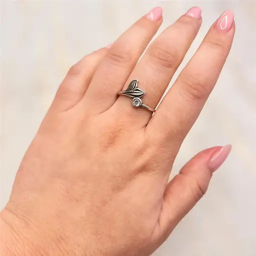 ANEL C/ CALDA DE SEREIA E ZIRCONIA PRATA 925