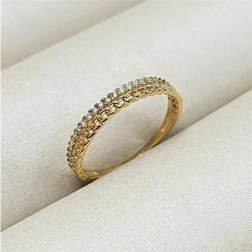 ANEL 2 LISTRAS DE ZIRC FOLHEADO A OURO 18K