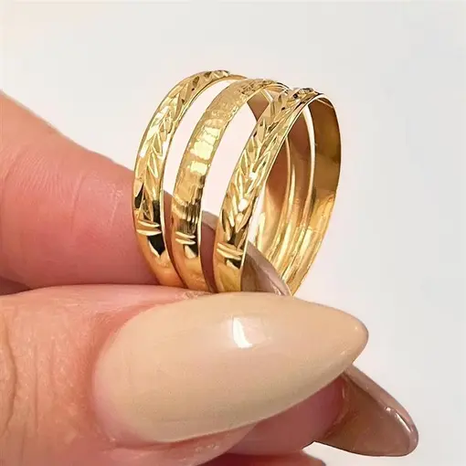 ANEL DIAMANTADO 3 AROS FOLHEADO A OURO 18K