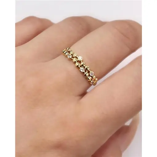 ANEL C/ RED. LISOS E PEDRAS  FOLHEADO A OURO 18K