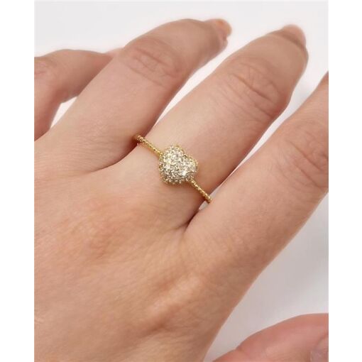 ANEL ARO BOLINHA C/ CORAÇÃO CRAV FOLHEADO A OURO 18K