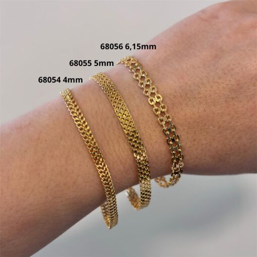 CORRENTE ACHATADA 4,33MM FOLHEADO A OURO 18K